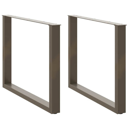 spisebordsben U-formet 2 stk. naturstål 100x(72-73) cm stål
