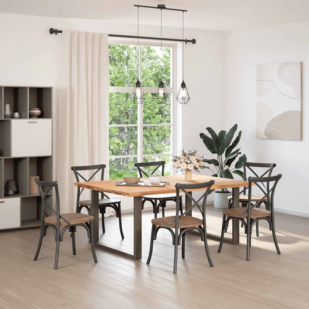 spisebordsben U-formet 2 stk. naturstål 100x(72-73) cm stål