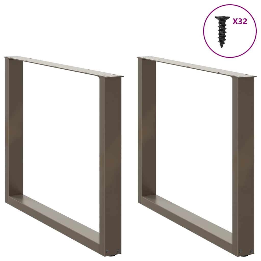 spisebordsben U-formet 2 stk. naturstål 100x(72-73) cm stål