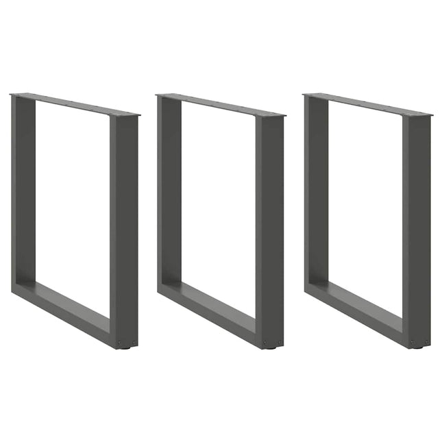 spisebordsben U-formet 3 stk. antracit 80x(72-73) cm stål