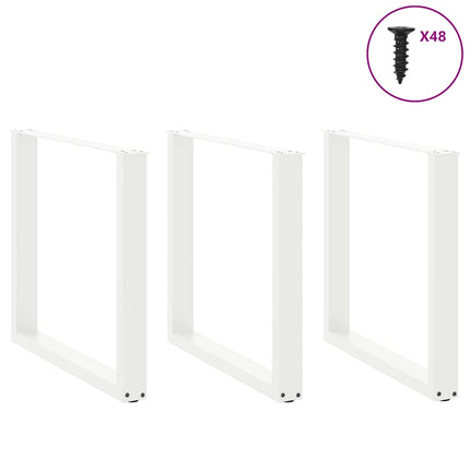 spisebordsben U-formet 3 stk. hvid 90 x (72-73) cm stål
