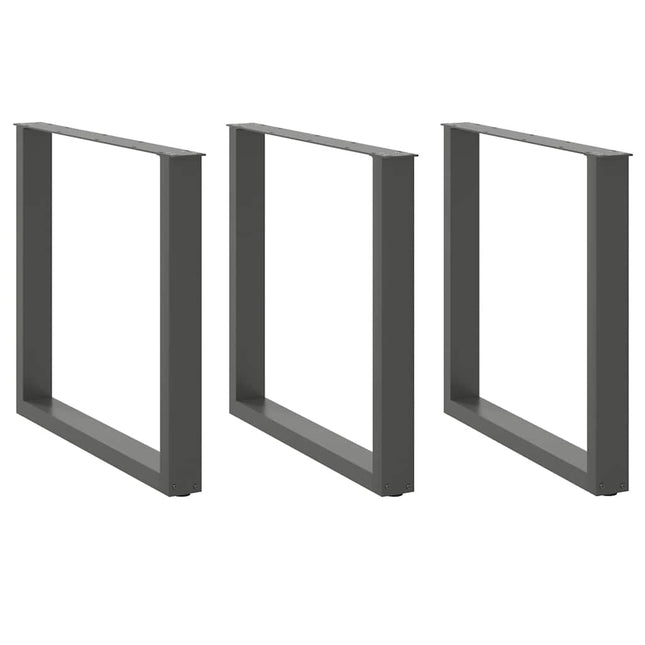 spisebordsben U-formet 3 stk. antracit 90x(72-73) cm stål
