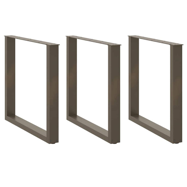 spisebordsben U-formet 3 stk. naturstål 90x(72-73) cm stål
