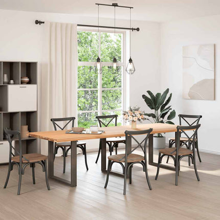 spisebordsben U-formet 3 stk. naturstål 90x(72-73) cm stål
