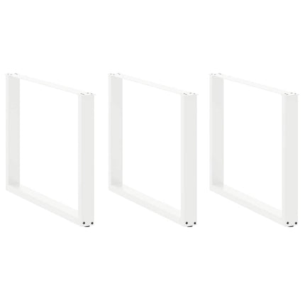 spisebordsben U-formet 3 Stk. hvid 100x(72-73) cm stål