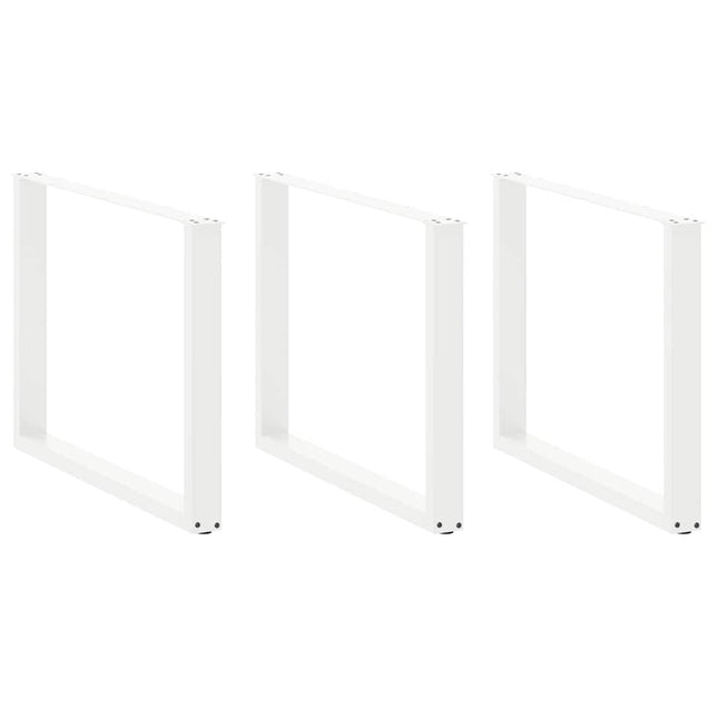 spisebordsben U-formet 3 Stk. hvid 100x(72-73) cm stål