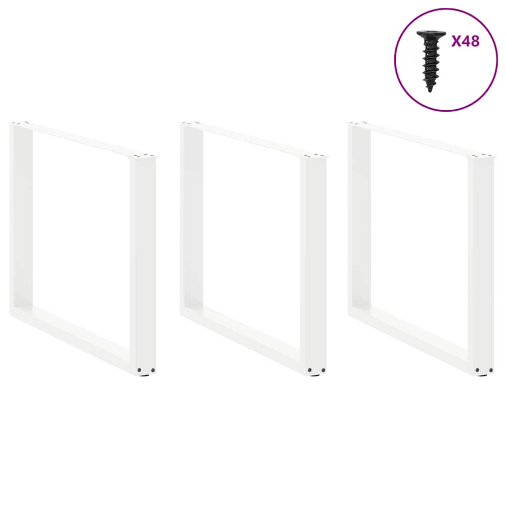 spisebordsben U-formet 3 Stk. hvid 100x(72-73) cm stål