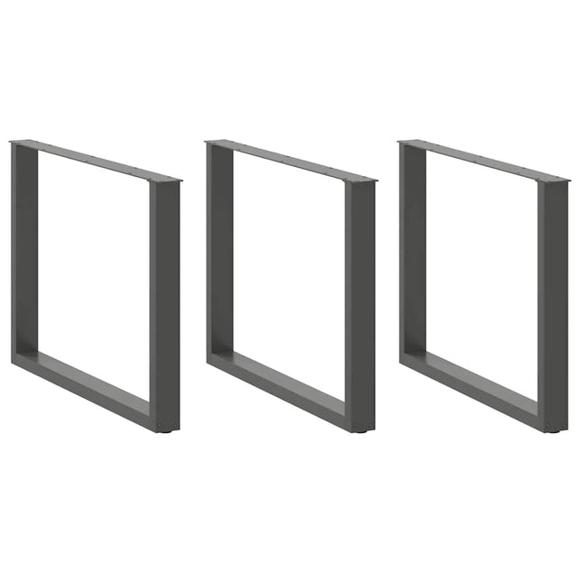 spisebordsben U-formet 3 Stk. antracit 100x(72-73) cm stål