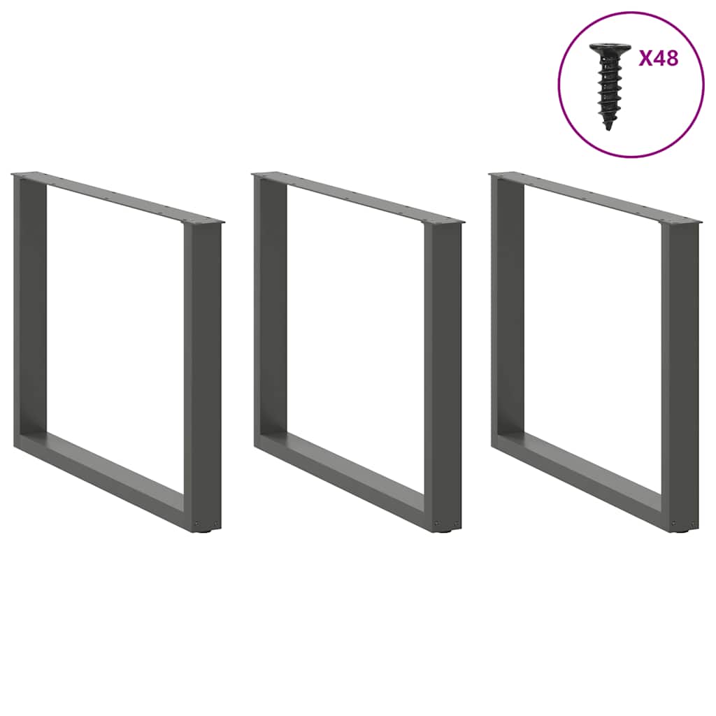 spisebordsben U-formet 3 Stk. antracit 100x(72-73) cm stål