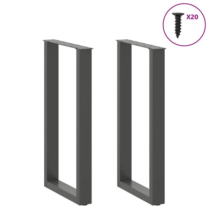 barbordsben U-formet 2 stk. antracit 40x(90-91) cm stål
