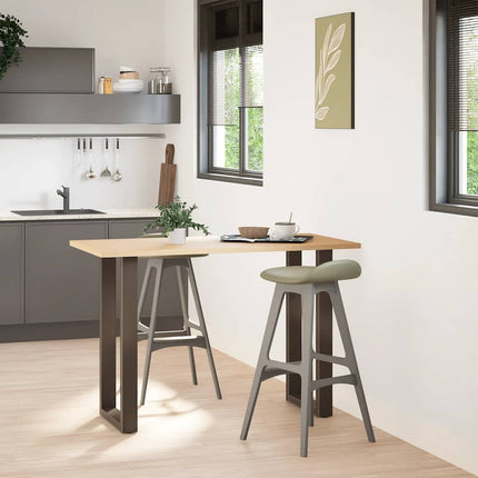 barbordsben U-formet 2 stk. naturstål 40x(90-91) cm stål