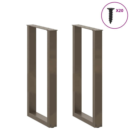 barbordsben U-formet 2 stk. naturstål 40x(90-91) cm stål