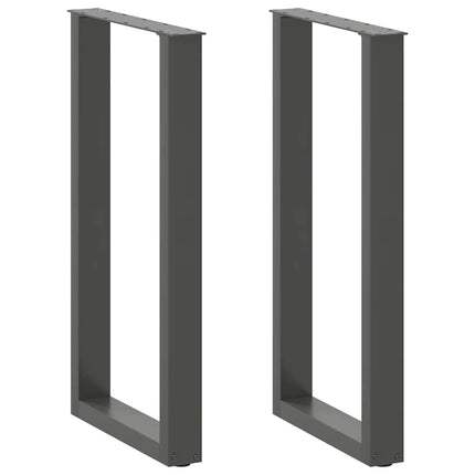 barbordsben U-formet 2 stk. antracit 50x(90-91) cm stål