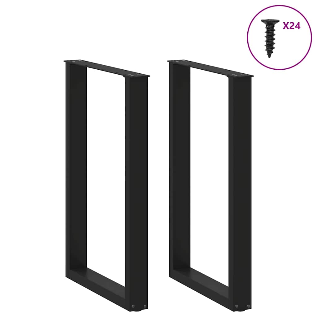 barbordsben U-formet 2 stk. sort 60x(90-91) cm stål