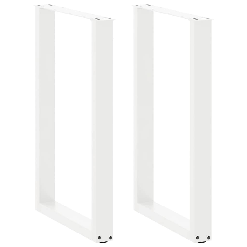 U-formede barbordsben 2 stk. - hvid stål 60 × (90-91) cm