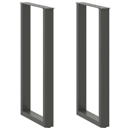 barbordsben U-formet 2 stk. antracit 40x(100-101) cm stål