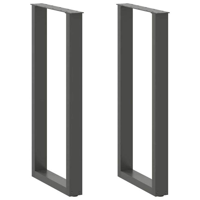 barbordsben U-formet 2 stk. antracit 40x(100-101) cm stål