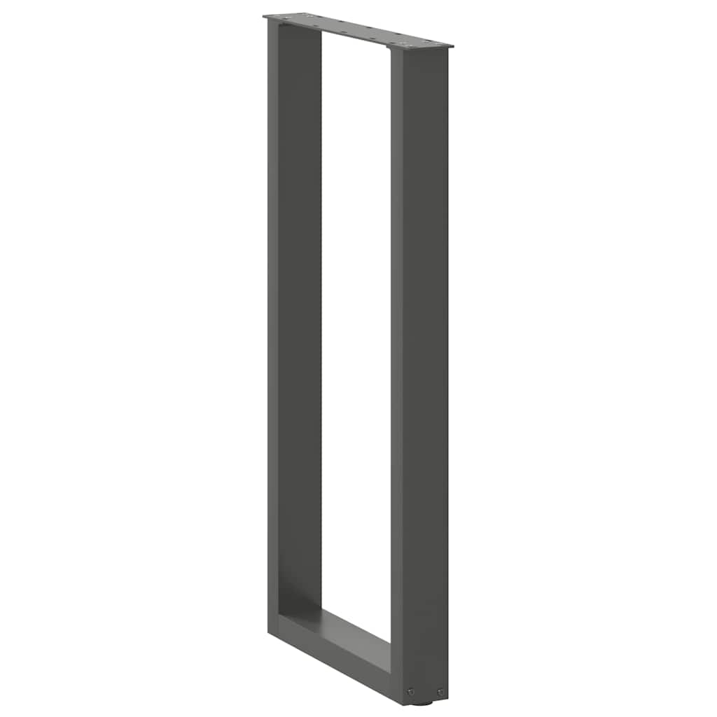 barbordsben U-formet 2 stk. antracit 50x(100-101) cm stål