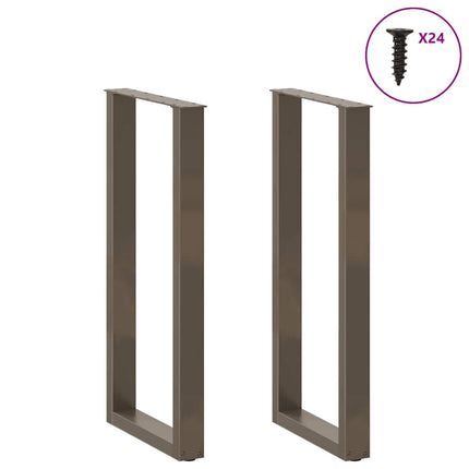 barbordsben U-formet 2 stk. naturstål 50x(100-101) cm stål