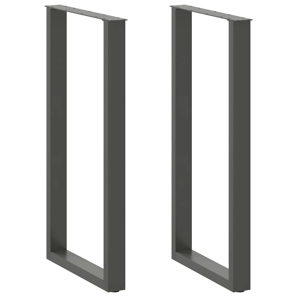 barbordsben U-formet 2 stk. antracit 60x(110-111) cm stål