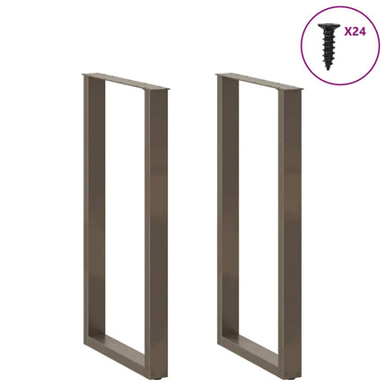 barbordsben U-formet 2 stk. naturstål 60x(110-111) cm stål