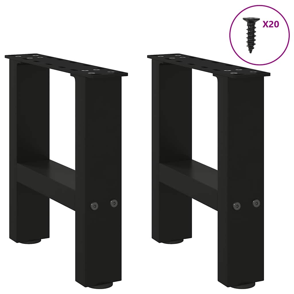 sofabordsben sort 2 stk. 40x(30-31) cm stål