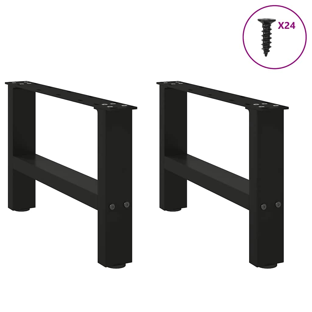 sofabordsben sort 2 stk. 50x(30-31) cm stål