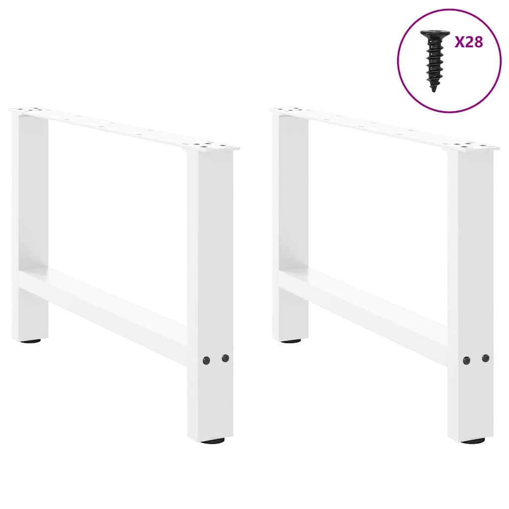 sofabordsben hvide 2 stk. 70 x (42-43) cm stål