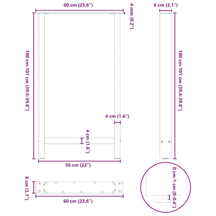barbordsben antracit 2 stk. 60x(100-101) cm stål
