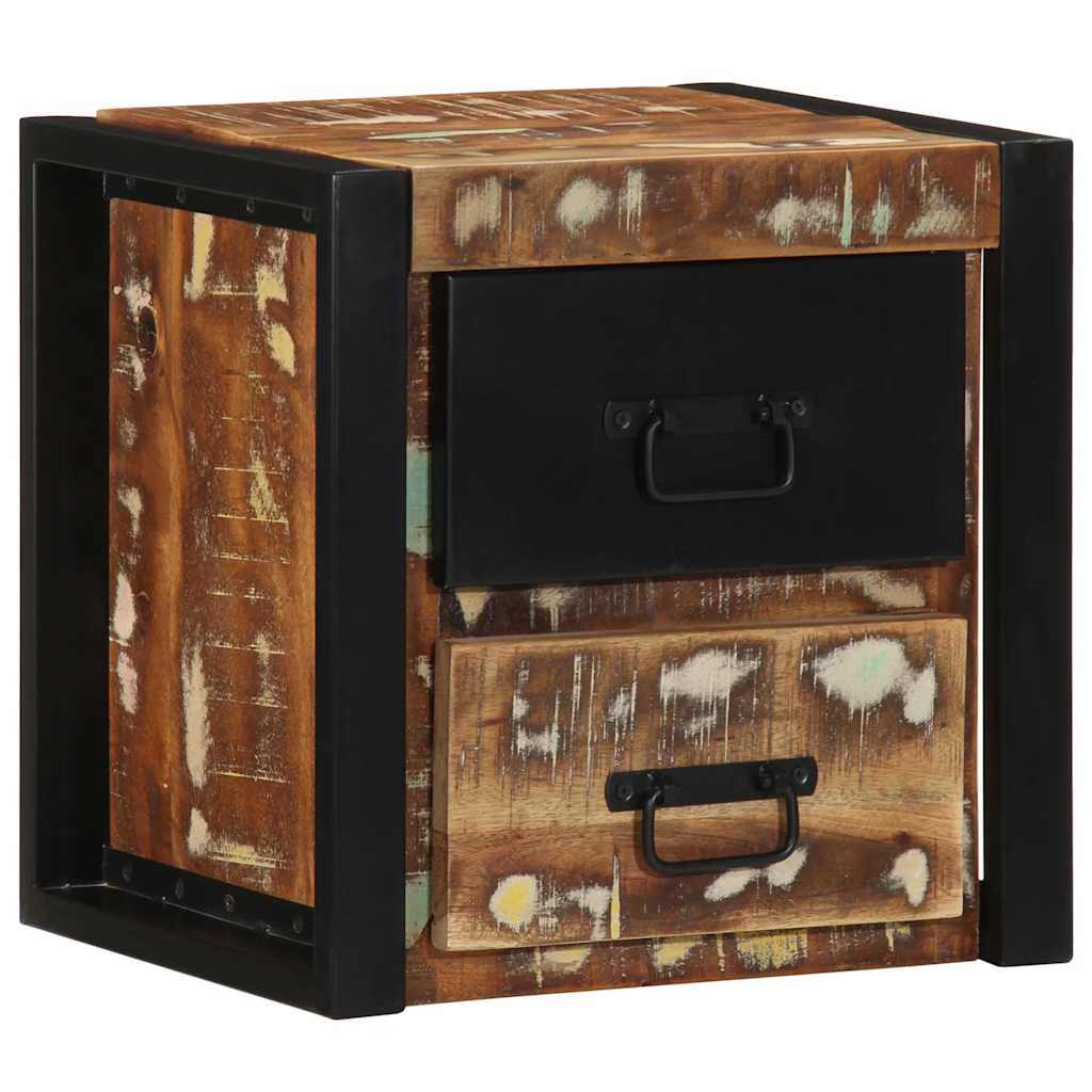 sengeskabe 2 stk 40x35x40 cm massivt genbrugstræ flerfarvet