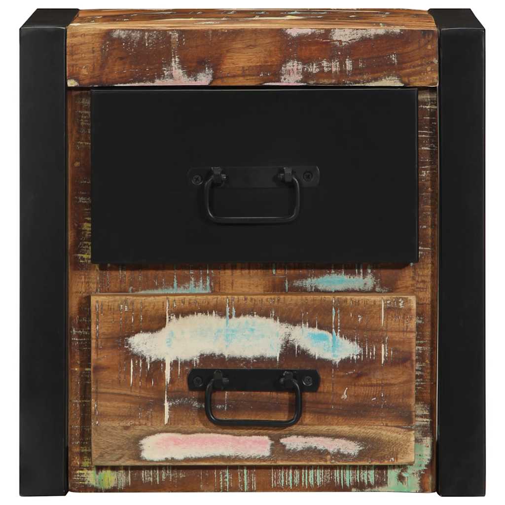 sengeskabe 2 stk 40x35x40 cm massivt genbrugstræ flerfarvet