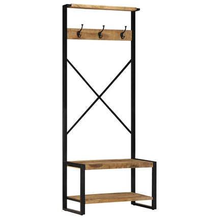 tøjstativ 80x40x190 cm massivt ru mangotræ
