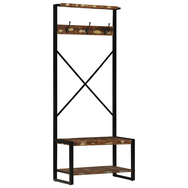 tøjstativ 80x40x190 cm massivt genbrugstræ flerfarvet