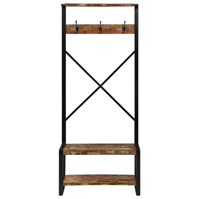 tøjstativ 80x40x190 cm massivt genbrugstræ flerfarvet