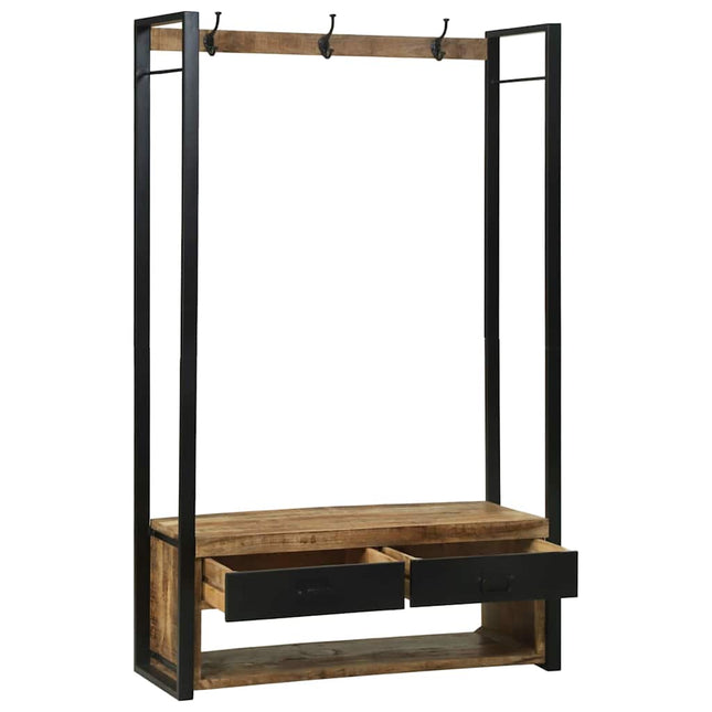 Tøjstativ med skuffe Brun 110 x 40 x 179 cm Massivt mangotræ