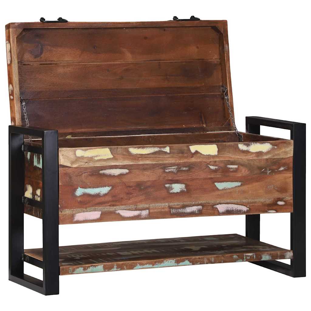 Opbevaringskasse Flerfarvet 80 x 35 x 45 cm Massivt genbrugstræ