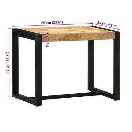 bænk 60x35x45 cm massivt ru mangotræ