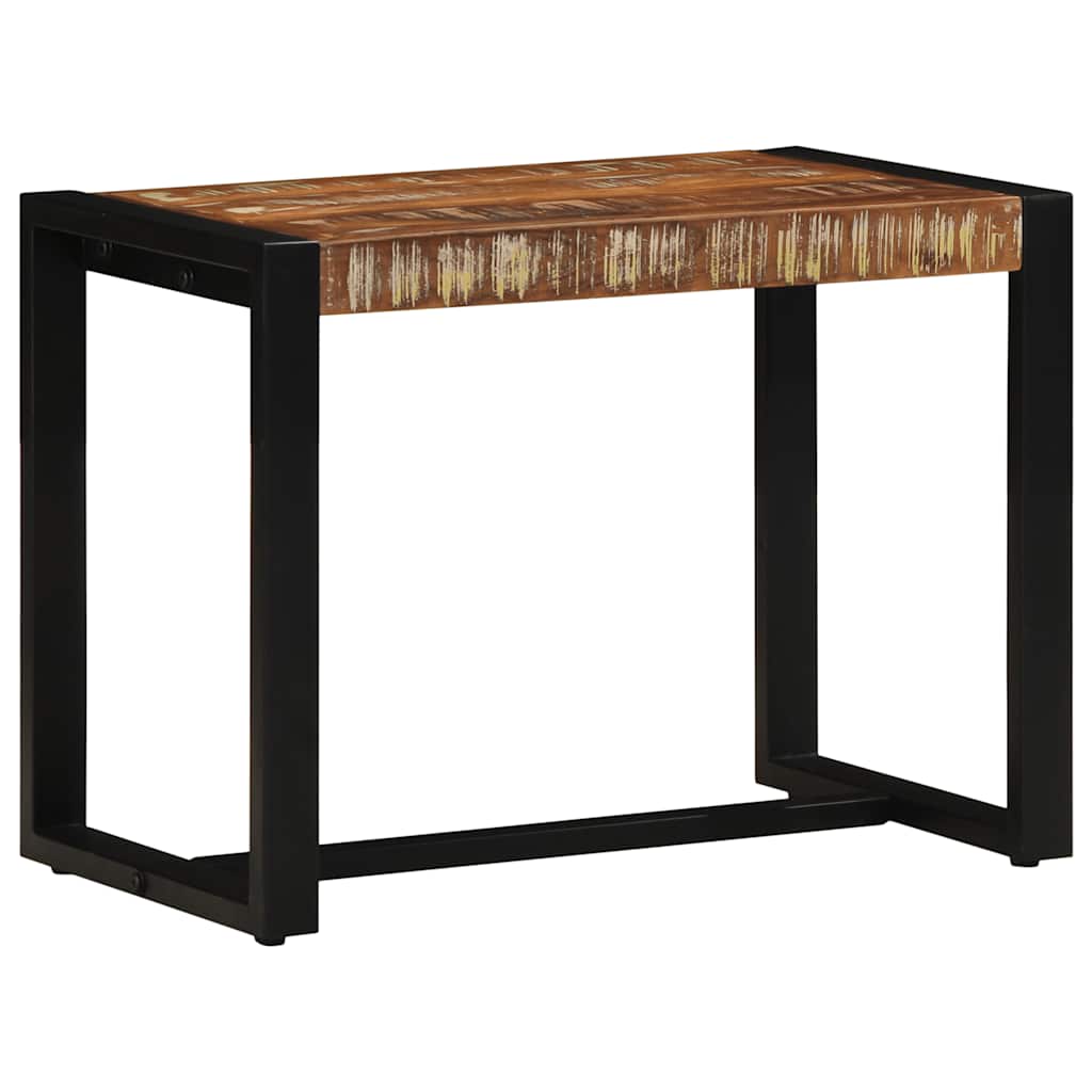 bænk 60x35x45 cm massivt genbrugstræ flerfarvet