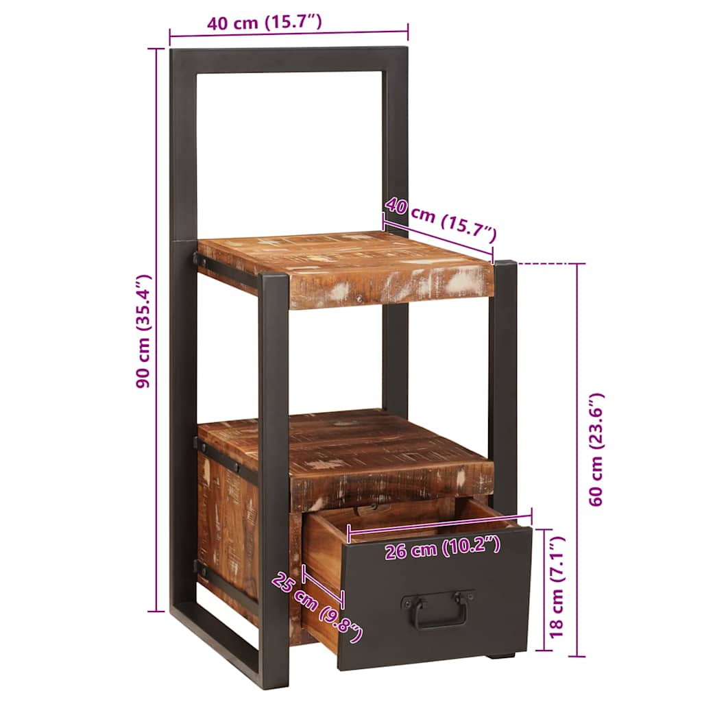 Stumtjener Flerfarvet 40 x 40 x 90 cm Solid genbrugs træ
