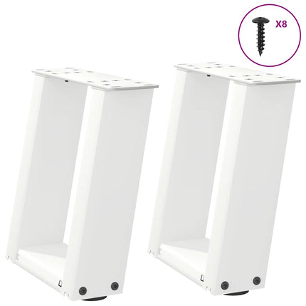 sofabordsben U-formet 2 stk. hvid 30x(30-31) cm stål