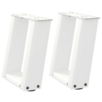 sofabordsben U-formet 2 stk. hvid 30x(30-31) cm stål
