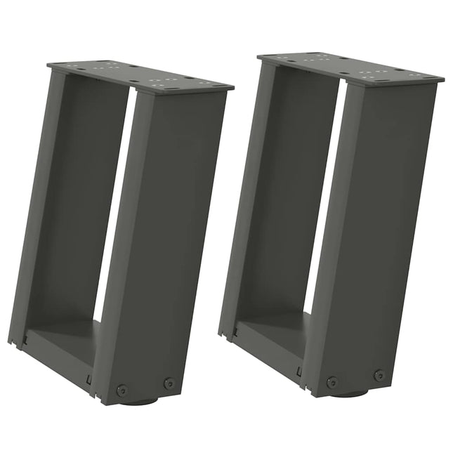 sofabordsben U-formet 2 stk. antracit 30x(30-31) cm stål