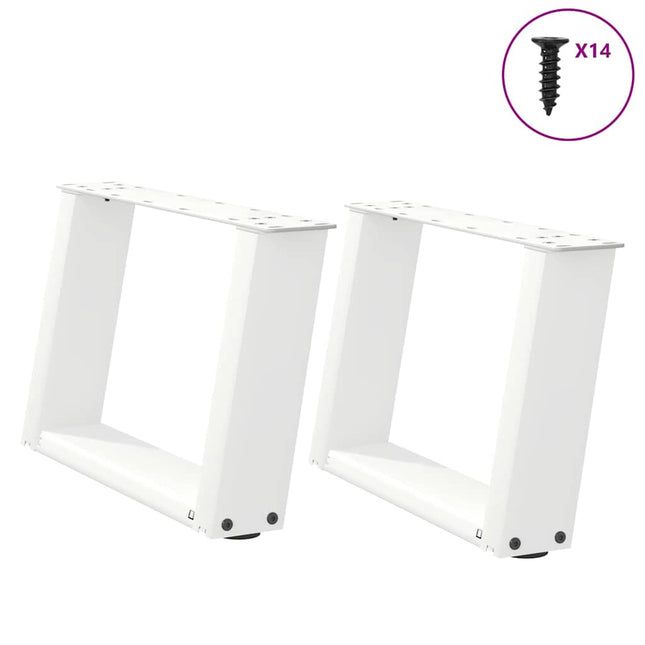 sofabordsben U-formet 2 stk. hvid 40x(30-31) cm stål