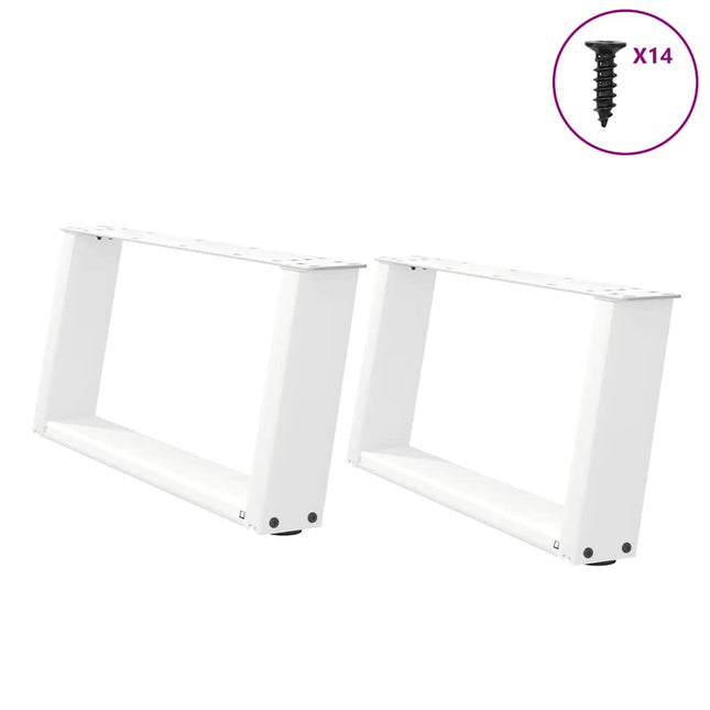sofabordsben U-formet 2 stk. hvid 60x(30-31) cm stål