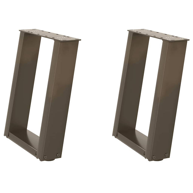 sofabordsben U-formet 2 stk. naturstål 38 x (42-43) cm stål