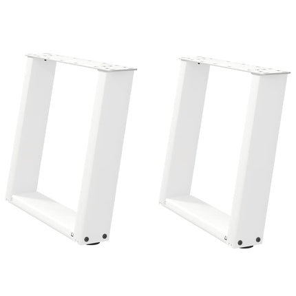 sofabordsben U-formet 2 stk. hvid 50x(42-43) cm stål