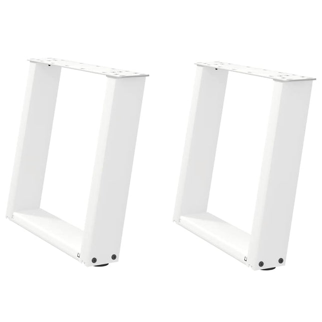 sofabordsben U-formet 2 stk. hvid 50x(42-43) cm stål