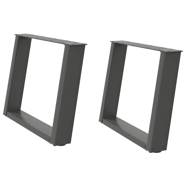 sofabordsben U-formet 2 stk. antracit 60x(42-43) cm stål
