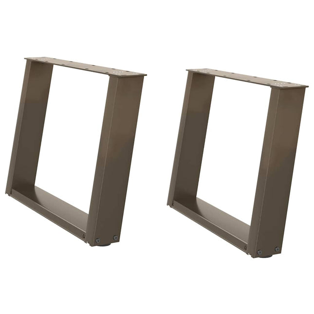 sofabordsben U-formet 2 stk. naturstål 60 x (42-43) cm stål
