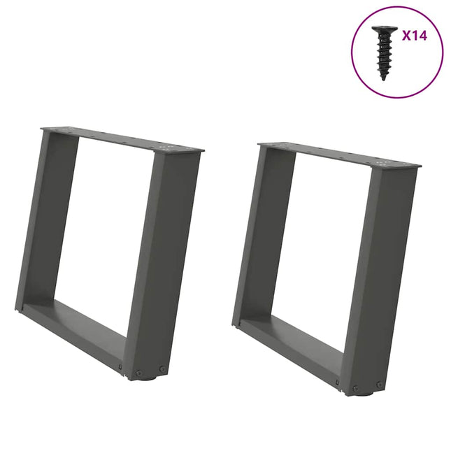 sofabordsben U-formet 2 stk. antracit 70 x (42-43) cm stål